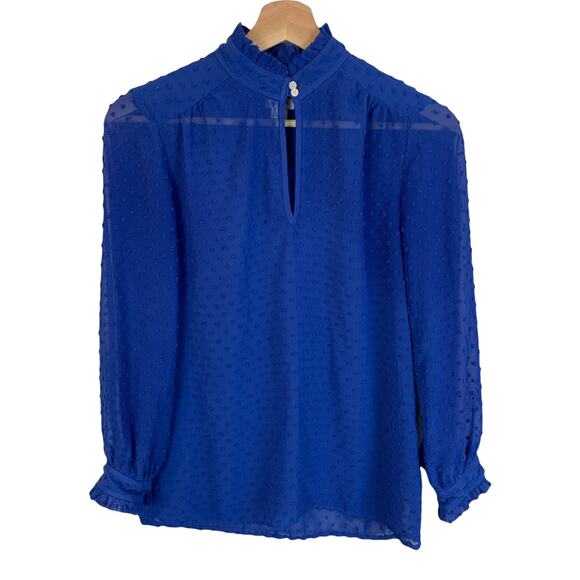 J. Crew Blue Sheer Blouse - Picture 2 of 7